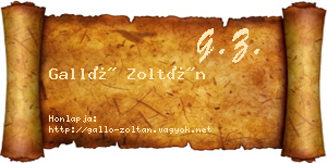 Galló Zoltán névjegykártya